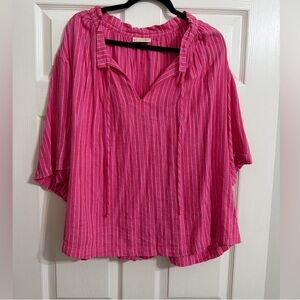 Universal Thread Fuchsia and White Striped Blouse